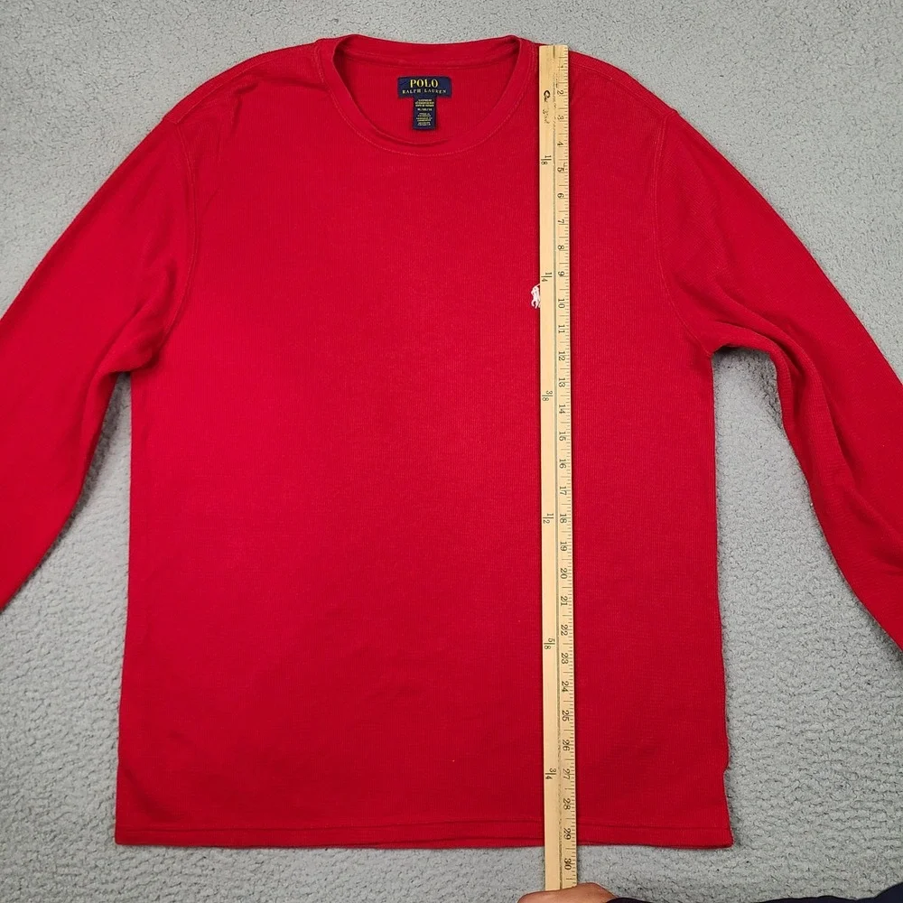 Polo Ralph Lauren Sleepwear Shirt Mens XL Red Waffle Knit Thermal Long Sleeve